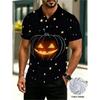 Maglietta Polo Uomo Stampa Zucca di Halloween Manica Corta Traspirante con Bottoni Polo Casual per Feste Festival di Halloween Top Polo