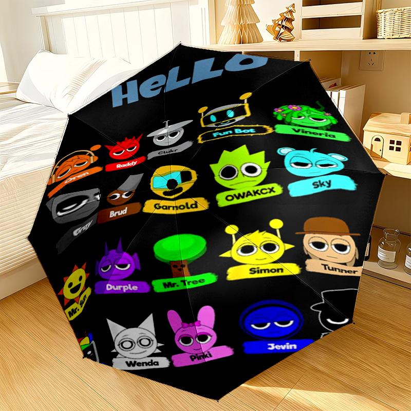 Colorful Sprun-ki Robot Party Umbrella 8-Frame for Travel, camping, Casual Lightweight Portable Umbrella, Essential for every family Holidays Gift