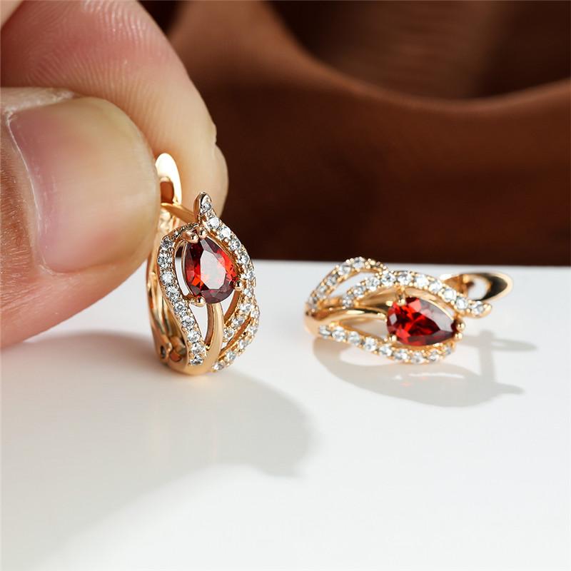 Cute Female Yellow Zircon Stone Hoop Earrings Trendy Gold Color Wedding Jewelry For Women