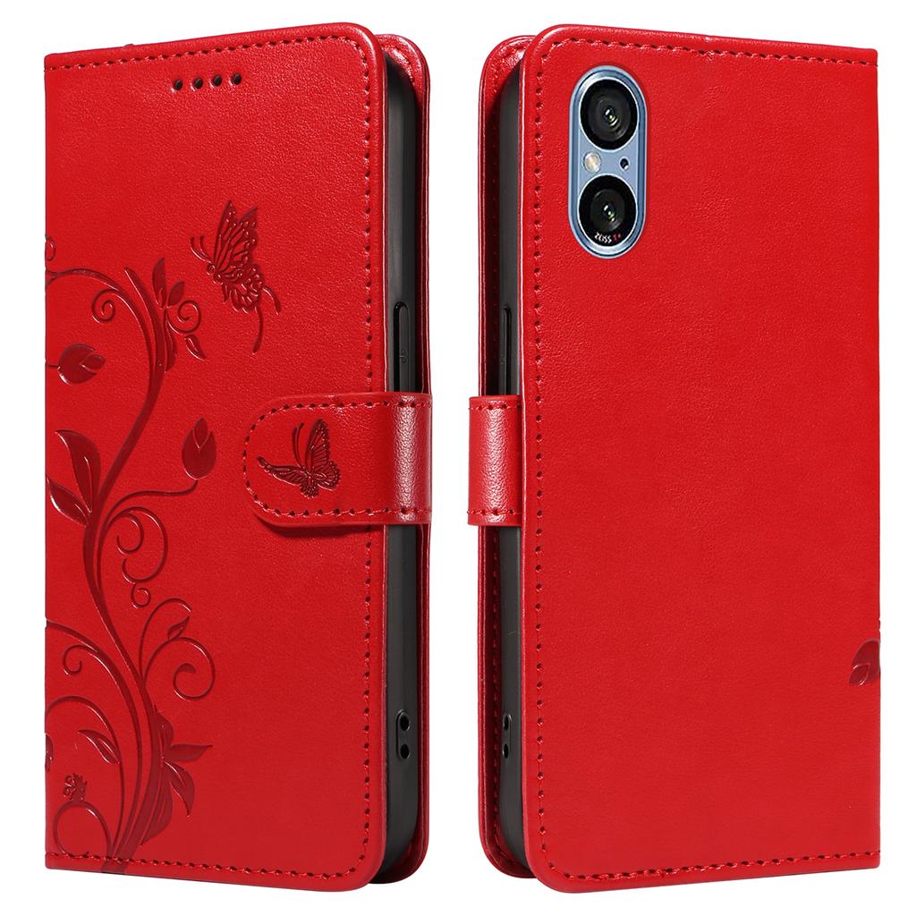 For Sony Xperia 10 VI PU Leather Cases Flower Pattern Wallet Stand Phone Cover with Strap
