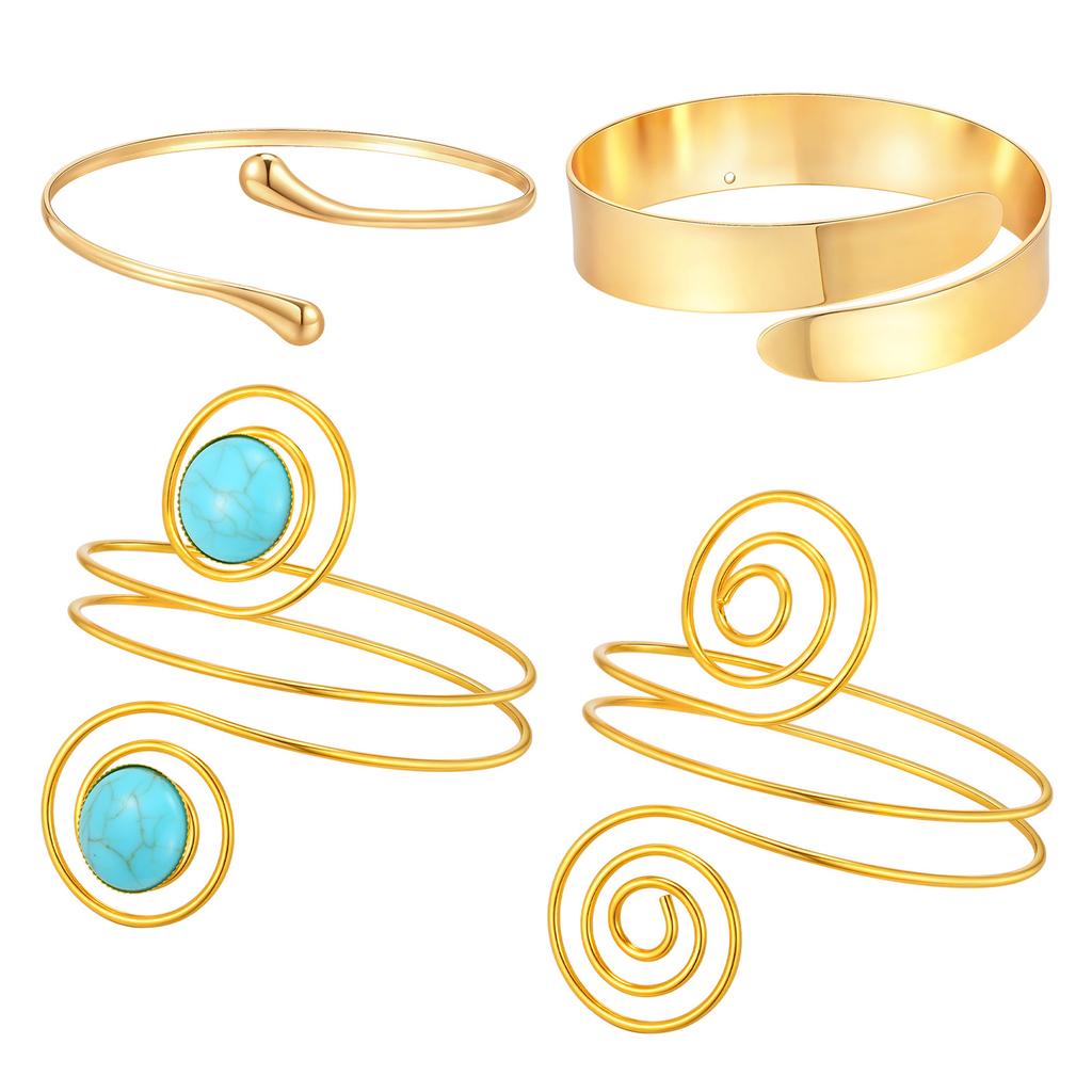 Upper Arm Armlet Bracelets for Women, Fashion Creative Spiral Line Adjustable Armband Cuff Bangle, Luxury Aesthetic Jewelry