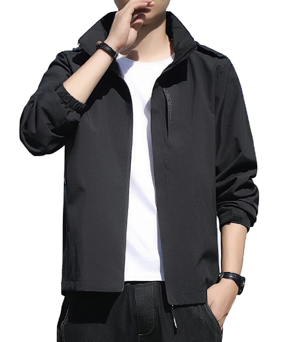 

three Joy Men s Windbreaker, Raincoat, Rainwear, Blouson, Mountain Parka, Windproof Jacket, Black, Size 2XL