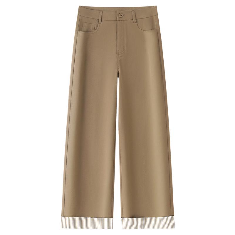 

2025 New Spring Women s Khaki Wide-Leg Slimming Nine-Point Casual Straight Pants Large хаки