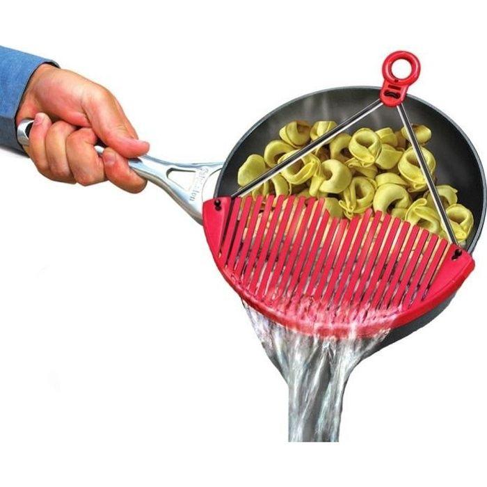 SHOP-STORY - Universal Colander New Generation Red Drainer Easy To Store and Compatible All Sizes Pots