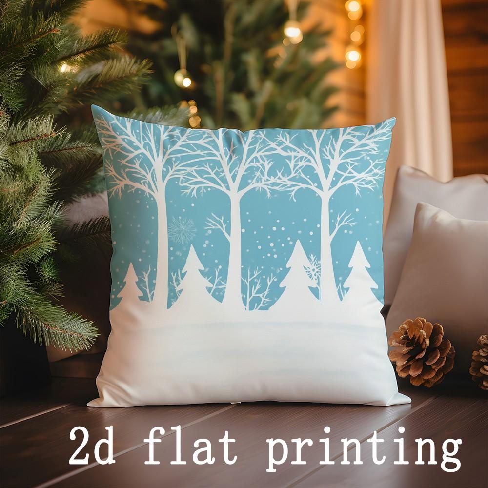

Home Decor Winter Snowflakes and Tree Pattern Pillows Pattern Cushion Cover Suitable for Sofa Bedroom Car Pillow Cover 16x16Inch