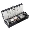 Multi-Functional Showcase 6 Slot PU Leather Watch Box One Word Lock Dustproof