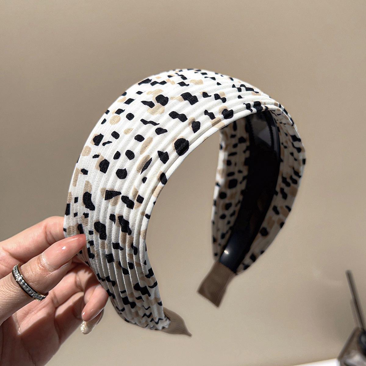 

Осень Зима Леопардовый Плиссированный Однотонный Широкий Ободок Повязка на Голову Взрослые Аксессуары для Волос Бижутерия для Волос