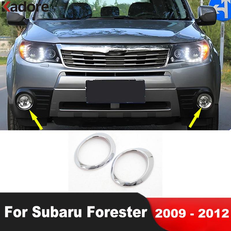 Front Fog Light Lamp Cover Trim For Subaru Forester 2009 2010 2011 2012 Chrome Car Head Foglight Bezel Trims Accessories