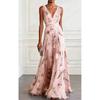 2026 European and American fashion evening dress A-shaped skirt women's sleeveless V-neck printed pendulum dress
