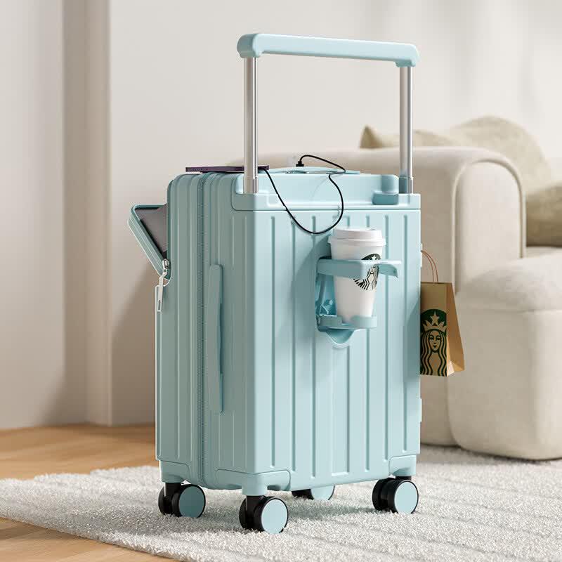 JOURHEY SHI Women s Wide-Handle Front-Opening Hardside Luggage