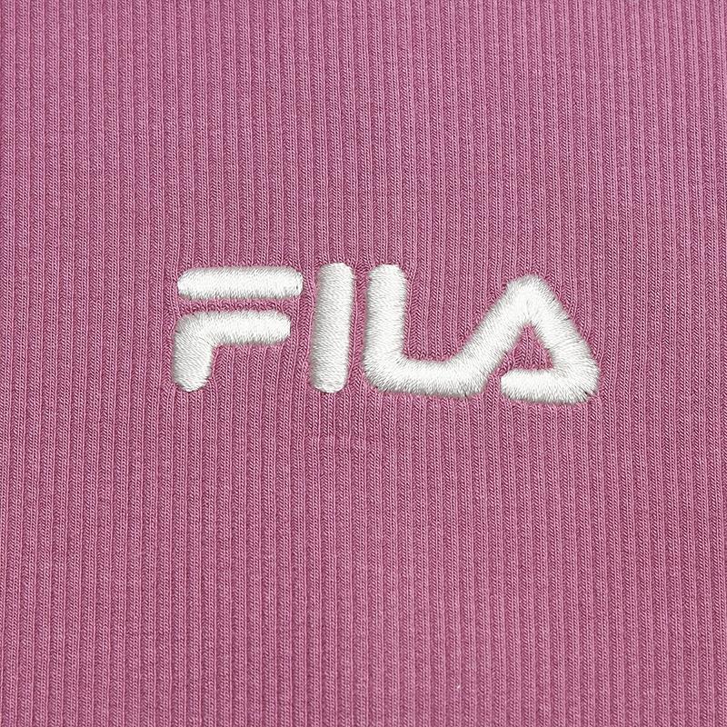 FILA Original Simple Classic Retro Casual Versatile Comfortable Split Solid Color Knitted Short Sleeve Dress Women dresses Brick-Red F51W629312FWI
