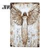 Retro Angel Relief Art Rustic Guardian Metal Wall Art, Vintage Distressed Wings Hanging Nostalgic Ornament Plaque for Farmhouse, Living Room, Bedroom,