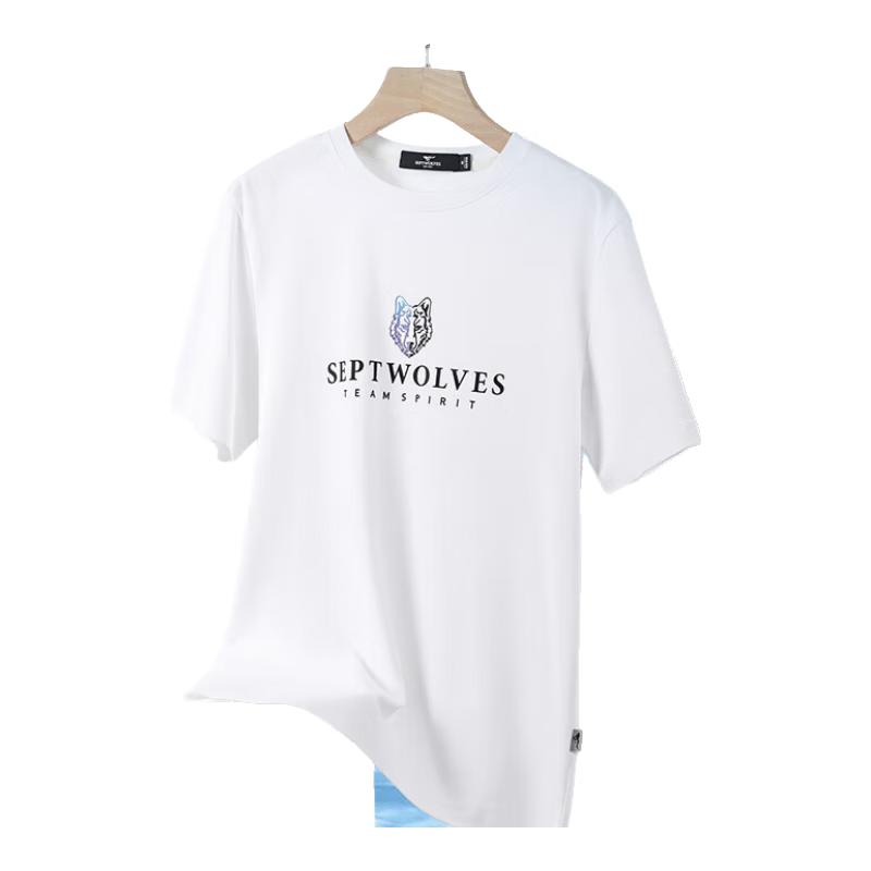 Seven Wolves Men s Pure Cotton Wolf Print Round Neck T-Shirt 185/100A