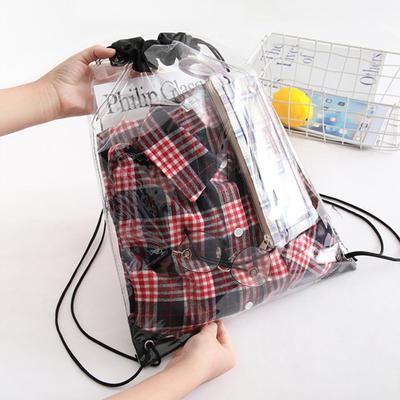 Clear Waterproof PVC Drawstring Bag Adjustable Large Capacity Stadium Travel Beach Storage Backpack Outdoor Supplies