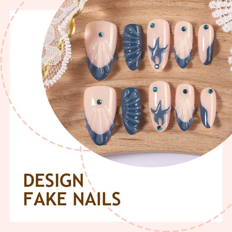 Cross-border Hot-selling Cat's Eye Wearing Nail Art Shell Flower Glue Nail Art Almond Nail Art Pads Nails
