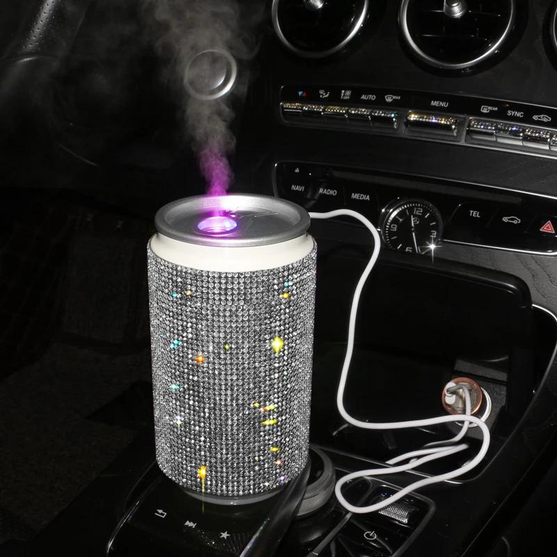 Umidificator auto Diamond Crystal cu lumină LED Umidificatoare de birou Portabil USB Mini Odorizant de aer Accesorii auto pentru femei