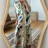 2026 New Women's Clothing, Spring New, Holiday Color Matching Fashion Printed Shirt Wide-leg Pants Set