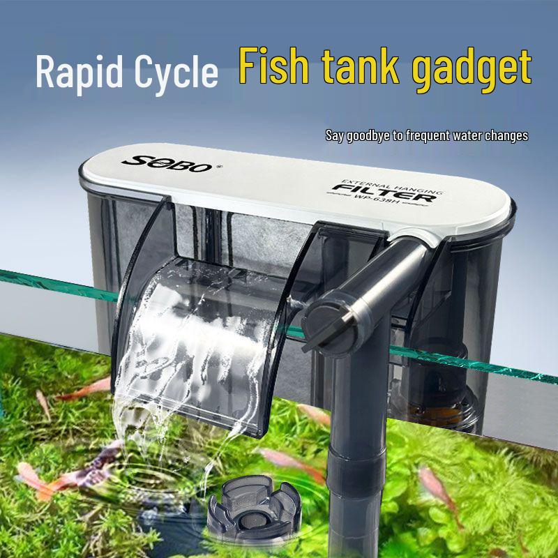 Wall-Mounted Fish Tank Filter: Silent 3-in-1 Circulation, Purification, Oil Film Removal, and Oxygenation Pump.