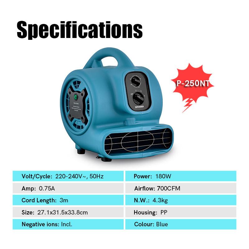 XPOWER P-250NT Blue Air Mover Carpet Dryer Floor Blower Fan Timer 8Oz Aroma Bead