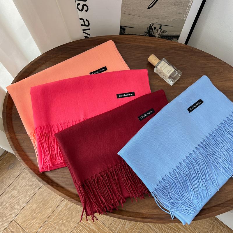 Green winter new solid color imitation cashmere scarf versatile gift men's and women's shawl tide