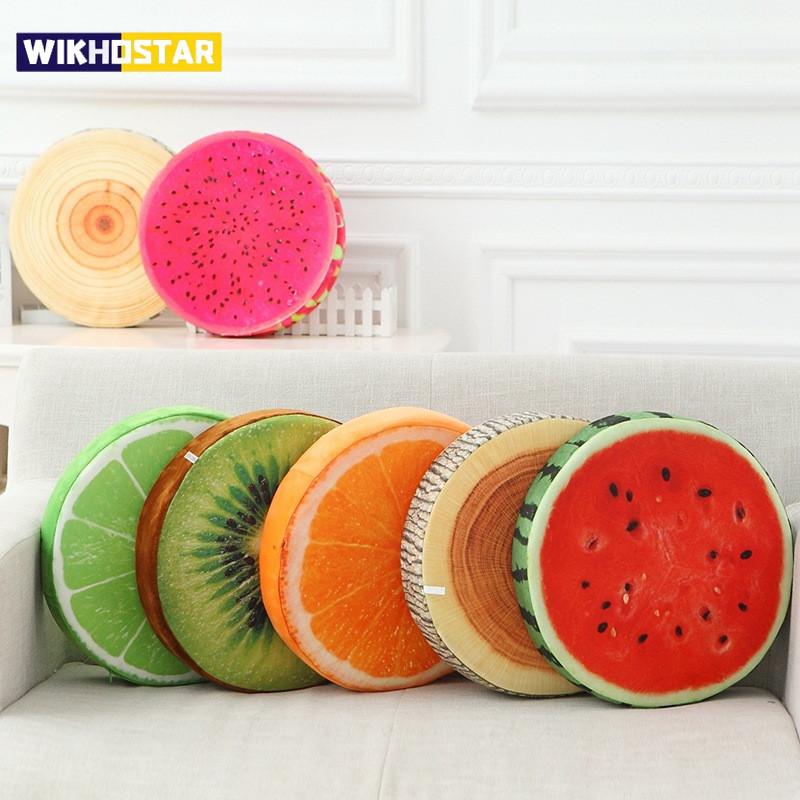33cm Round Throw Pillows 3D Print Fruit Shape Cushion Decorative Plush Funny Fruit Stuffed Cushions For Couch Chair JAF115 33x33cm 1119₽