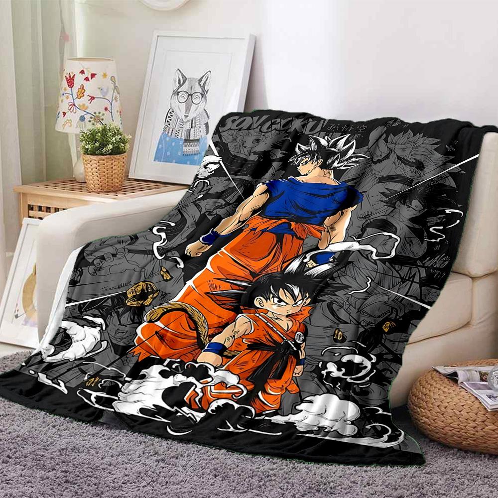 1pc DragonBallZ, Goku Flannel Blanket [Cozy Throw Blanket] For Sofa, Bed, Travel, Camping, Livingroom, Office, Couch, Chair, And Bed