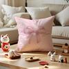 Beautiful Pink Bow Cherry Cushion Cover Anti-Dustmite Pillowcase Invisible Zipper Silky Short Plush Sofa Cushion Cover