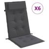 VidaXL Coussins de chaise à dossier haut lot de 6 anthracite, coussin, coussin de chaise, coussin de siège 361876