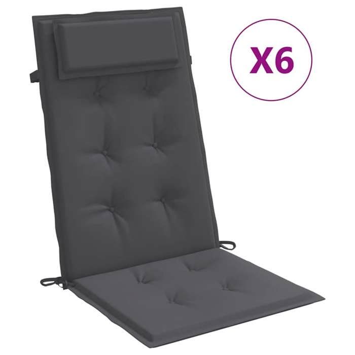 VidaXL Coussins de chaise à dossier haut lot de 6 anthracite, coussin, coussin de chaise, coussin de siège 361876