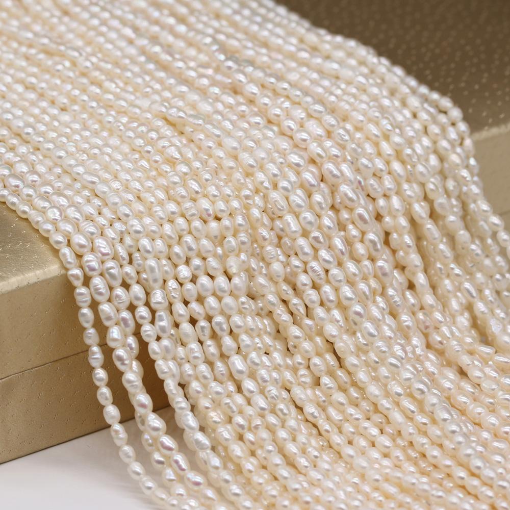 4-5mm Pearl Rice Shape Loose Spacer Beads for Jewelry Making Supplies DIY Necklace Bracelet Accessories
