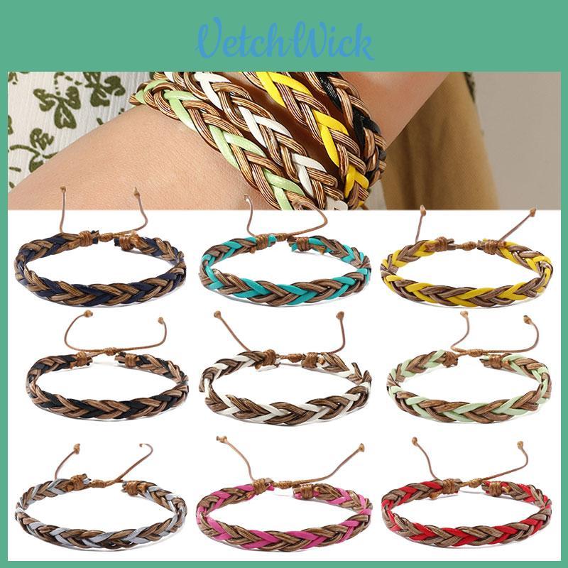 Neuzugang Buntes Handgefertigtes Leder Gewebtes Minimalistisches Literarisches Armband Für Frauen Böhmischer Stil