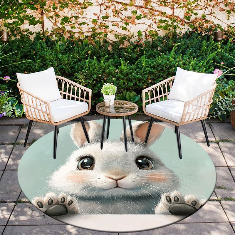Rabbit pattern round rug,Carpet Rug for Living Room Bedroom Playroom ,Non-slip Floor Mat,Holiday Gifts and Birthday Gifts.
