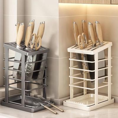 Rustproof Countertop Drainage Rack Thickened with Drain Pan Multi-functional Storage Rack Hollow Waterproof Cutlery Holder