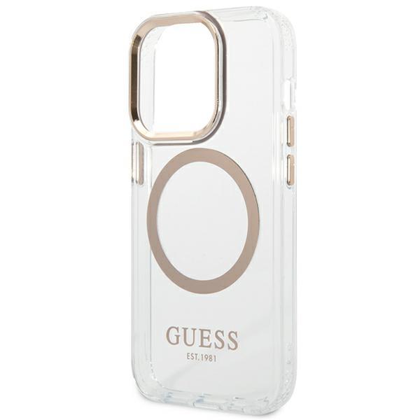 Guess Guhmp14Xhtrmd Iphone 14 Pro Max6,7 Złoty/Gold Twarde Etui Metalowa Ramka Magsafe