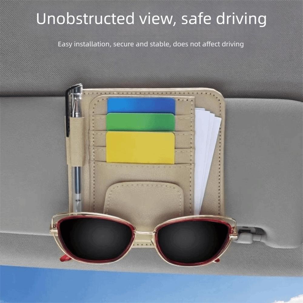 Multifunctional Car Sun Visor Organizer Wear-resisting Car Ticket Holder Eyeglass Stand Bank Card