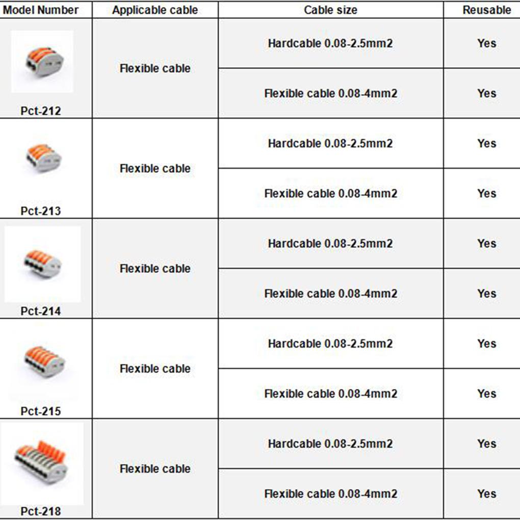 10PCS 222-412 PCT-212 PCT212 Universal Compact Wire Wiring Connector Conductor Terminal Block Lever