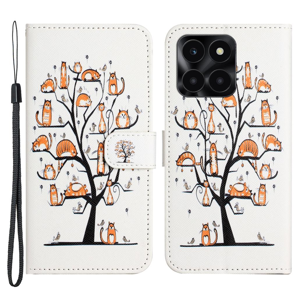 3D Pattern Printing Leather Phone Case for Honor X6a 4G/X6b 4G/X6c 4G Stand Wallet Flip Cover with Strap