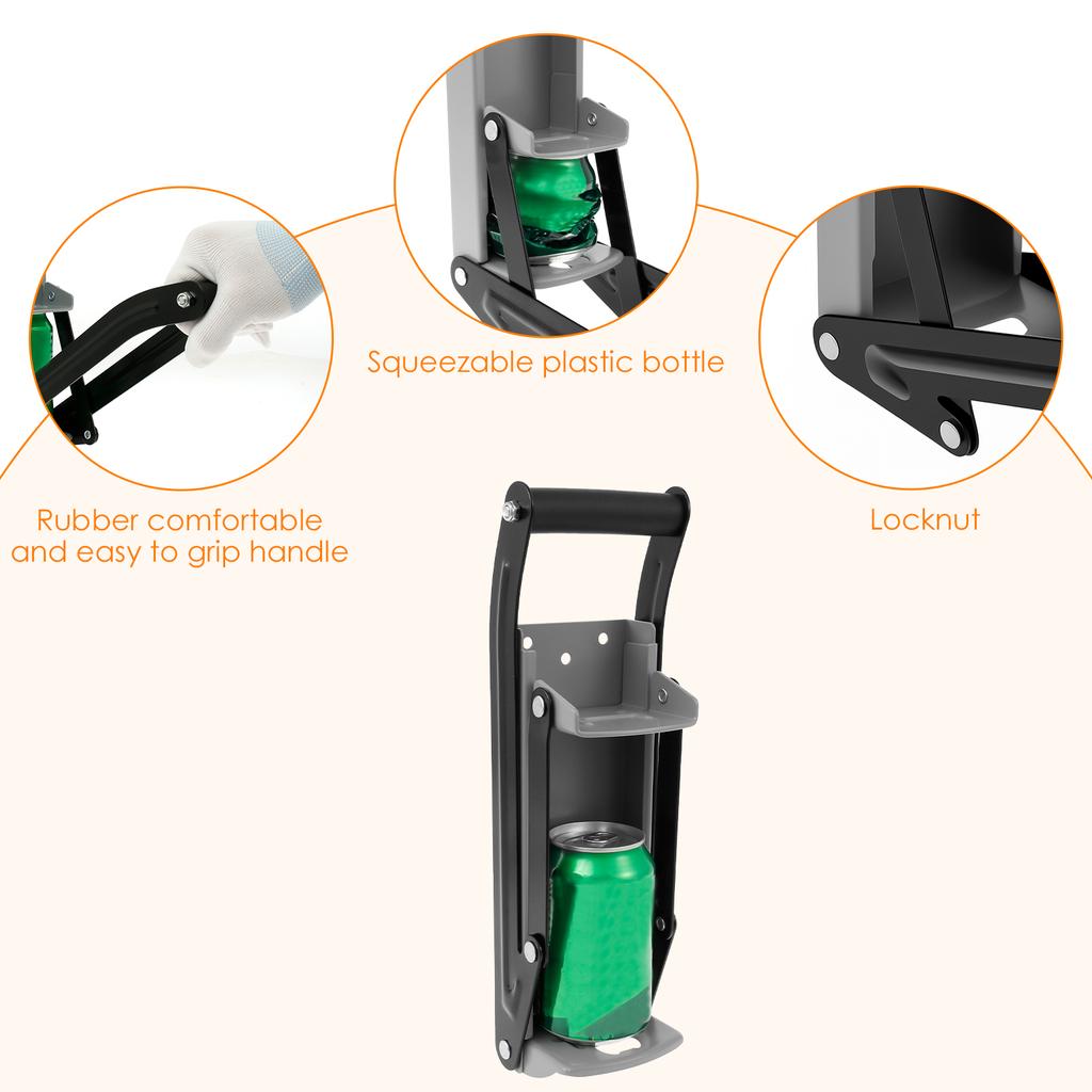 Aluminum Can Crusher & Bottle Opener Heavy Duty Metal Wall Mounted Soda Beer Can Smasher Eco-Friendly Recycling Kitchen Tool