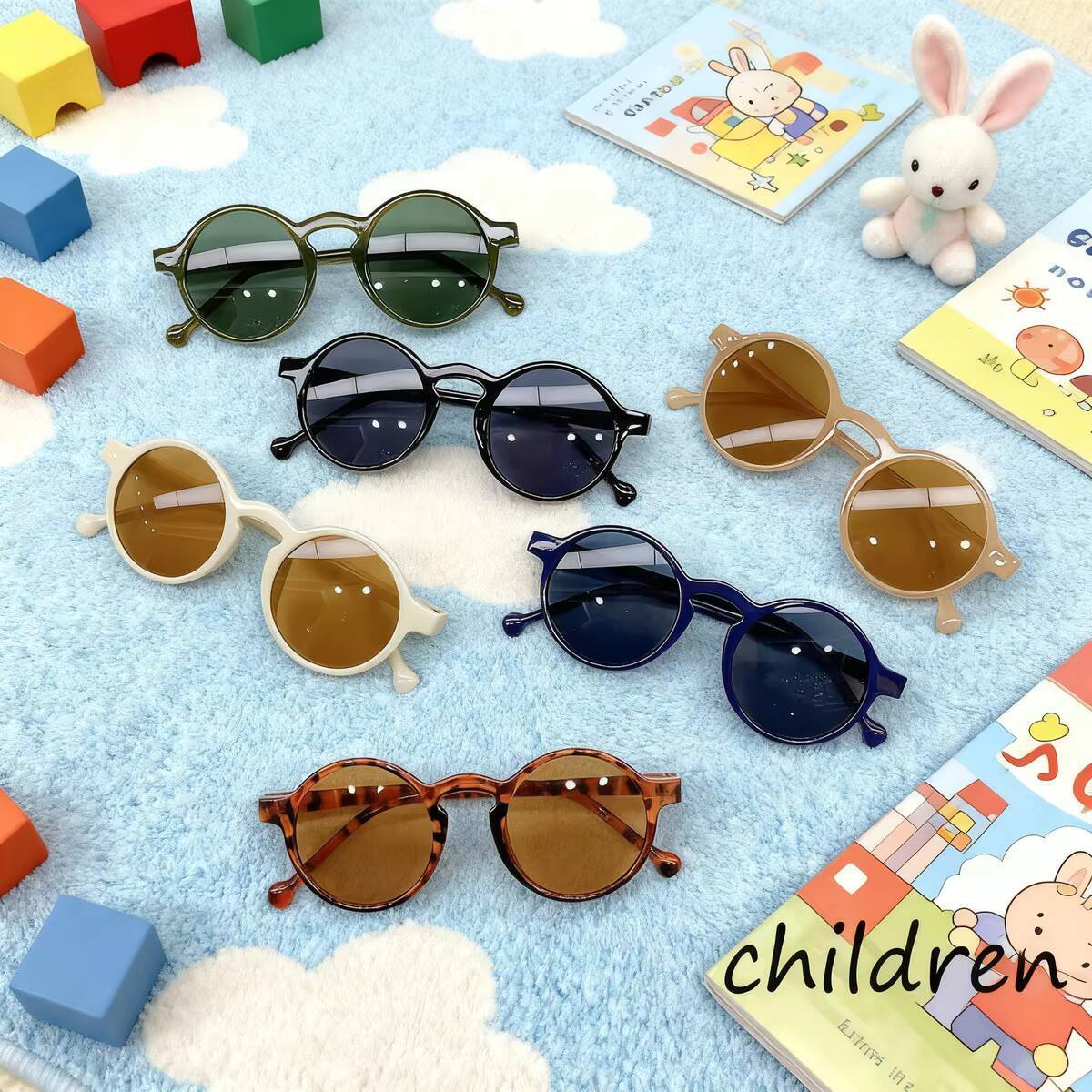 Attractive Glasses Unisex Kids Green 2026 1/3/6Pcs Glasses New Children's Sunglasses Fashion Trend Personality Street Children's Sunglasses Baby Anti Ultraviolet