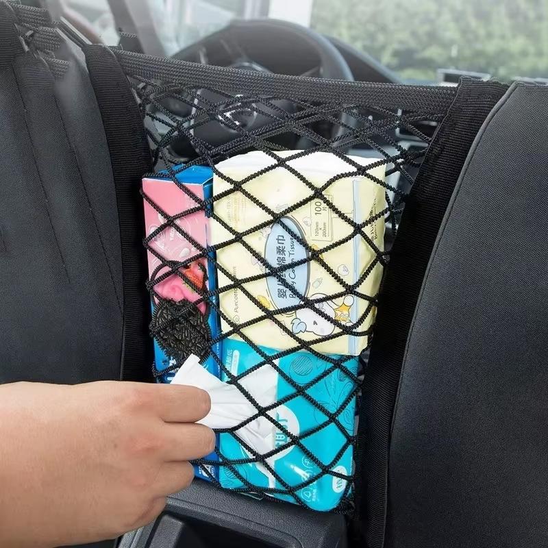 Motorcycle Cargo Net Elastic Double Layer Motorcycle Net for Helmet Storage Net with Hooks Luggage Net Car Rear Seat Storage Net