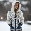 Damen Schneeflocke 3D-Druck Flanell Reißverschluss Kapuzenjacke Winter Warm Fleece Hoodie Lässiger Langarmmantel S-5XL