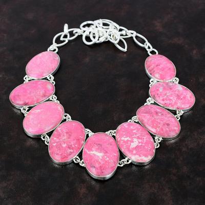 Collier Thulite 925 Collier en argent sterling Bijoux en pierres précieuses Collier à chaîne réglable Collier fait à la main Cadeau pour les femmes Bijoux en pierre de naissance