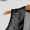 INCERUN Men Deep V Neck Sleeveless Stitching Mesh Sheer See Through Party Tank Tops