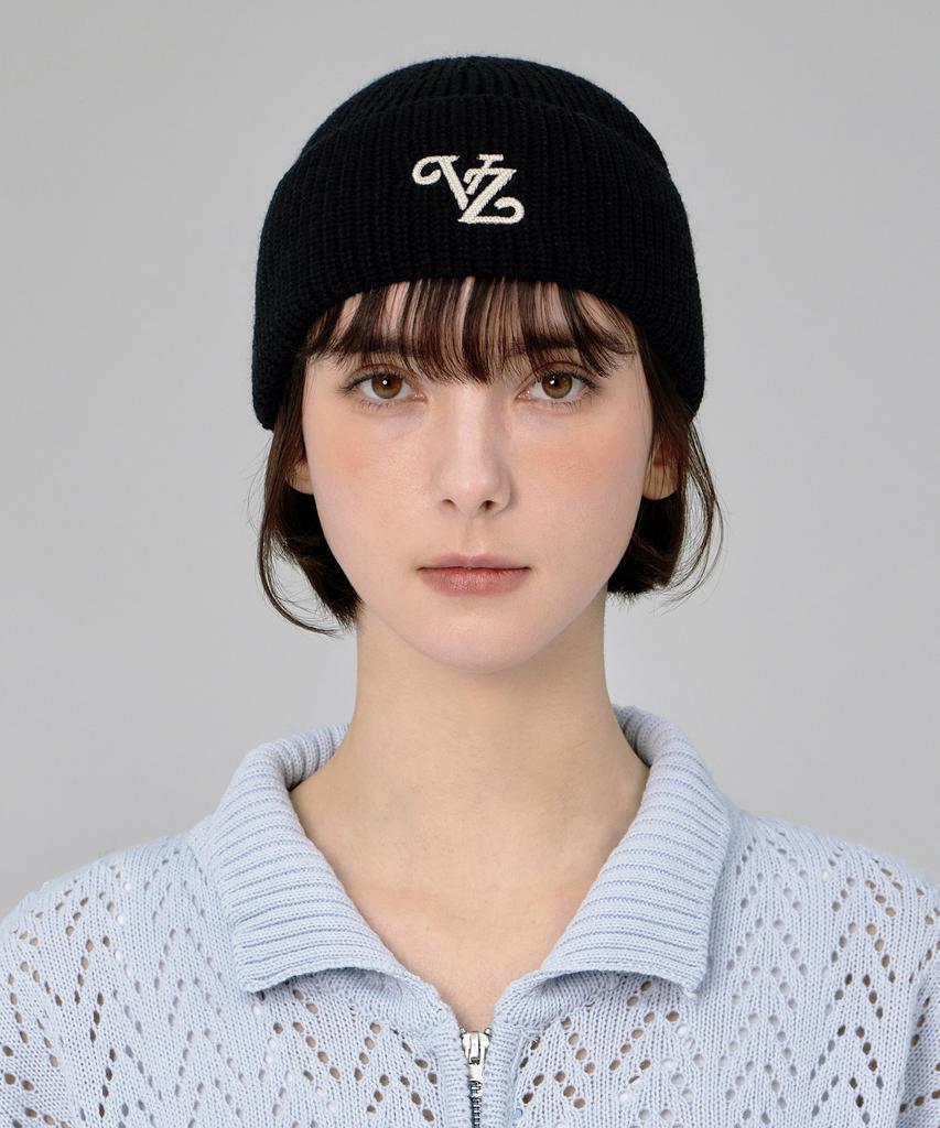 Bajal Leaf Vz Logo Washed Beanie Black