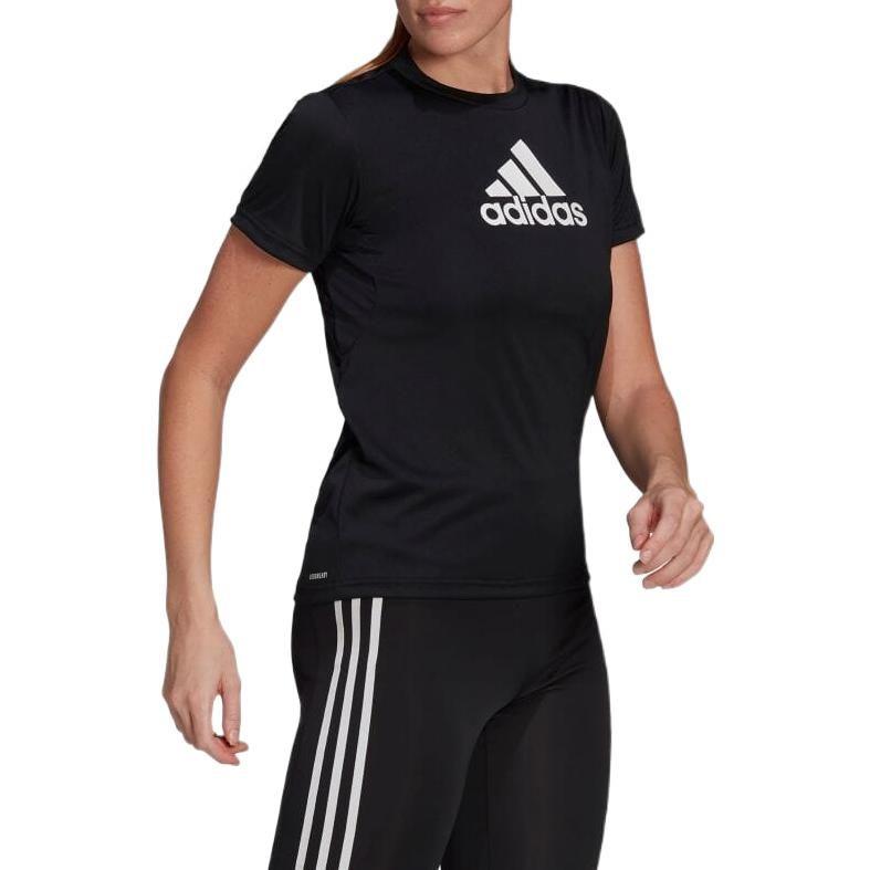 adidas T Shirts Women's Black Crew Neck Moderate Straight Fit GL3820