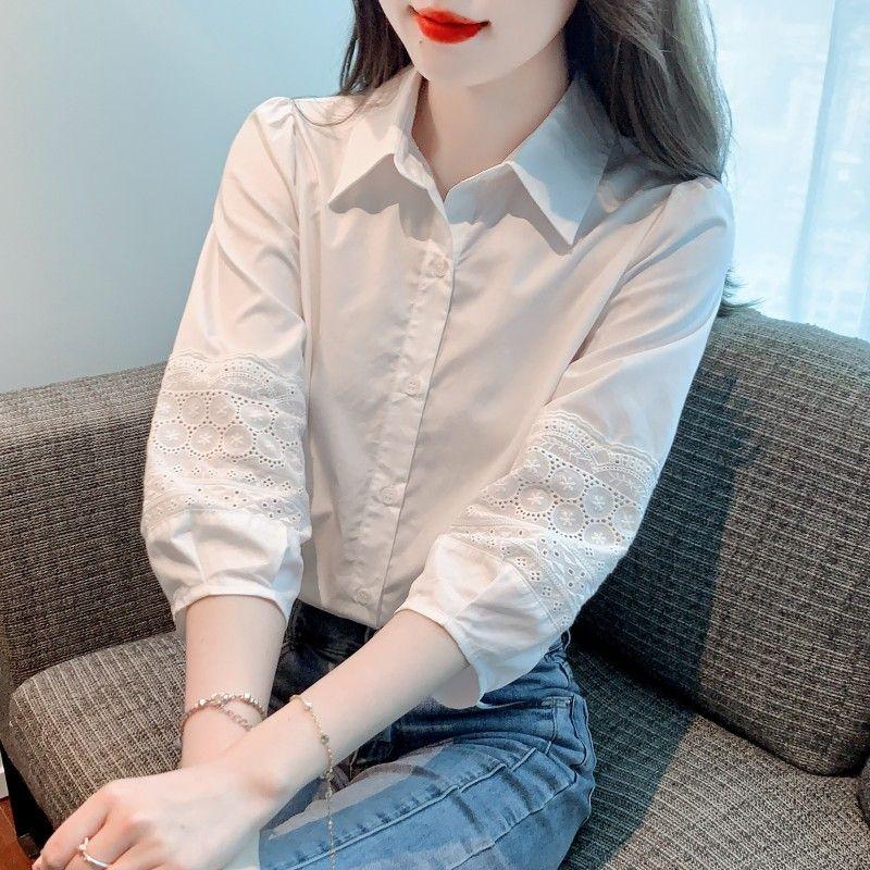 Spring Pink Pure Cotton Base Layer Shirt Women s Loose Innerwear Top Coat Korean Style Button Up Long Sleeve  Neck S