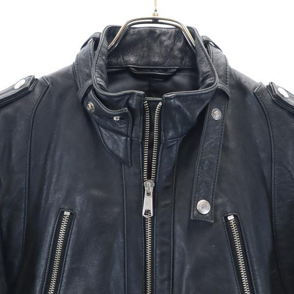 ON BOARD Sheep Leather Leather Jacket M Black High Neck Men's Used
