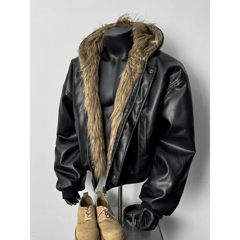 Mens Reversible Faux Fur Lined Hooded