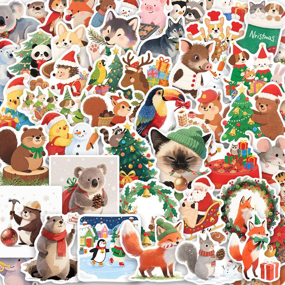 50 Sheets Cute Christmas Stickers for DIY Notebook Decoration - Children's Waterproof Stationery