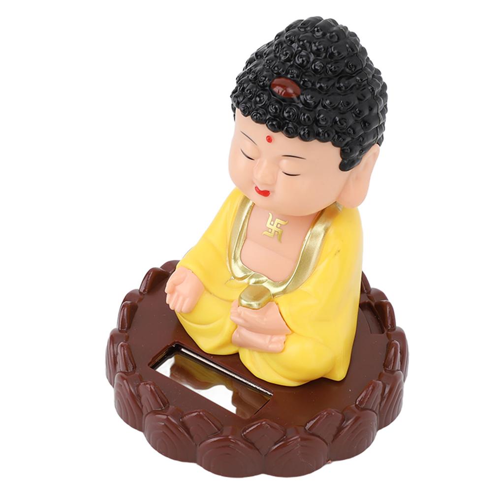 Nodding Buddha Statue Solar Powered Vivid Energy Saving Auto Nodding Monk Figurine for Gift Luck